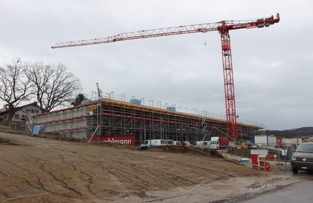 Offene Baustelle des Feuerwehrzentrums Tioleyres in Murten