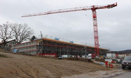 Offene Baustelle des Feuerwehrzentrums Tioleyres in Murten