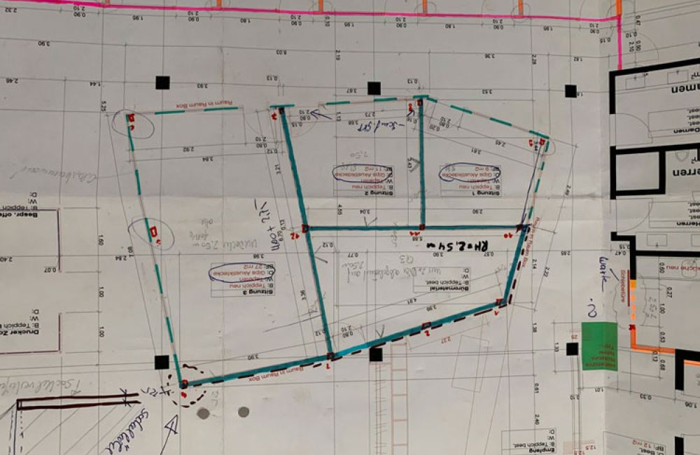 Plan vom Büroumbau des Domicil Engelhaldenstrasse in Bern